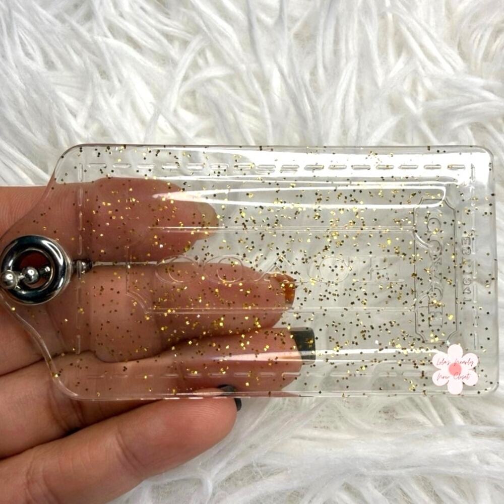 3" COACH Poppy Gold Clear Fob Bag Charm Hang tag Hangtag